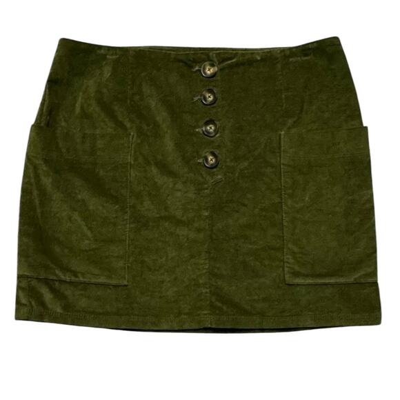 Urban Outfitters BDG Green Kendri Uncut Corduroy Button Fly Mini Skirt Medium - Picture 2 of 5